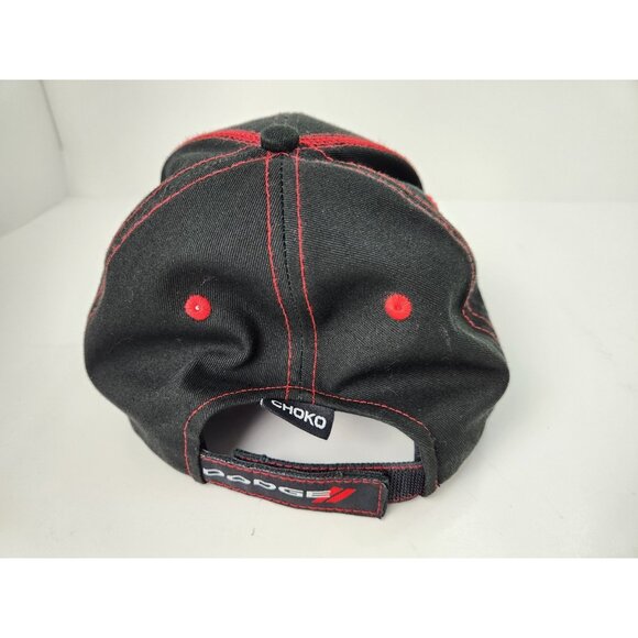Dodge SRT Supercharged Hellcat Black & Red Hat Cap Choko Adjustable - Picture 3 of 9